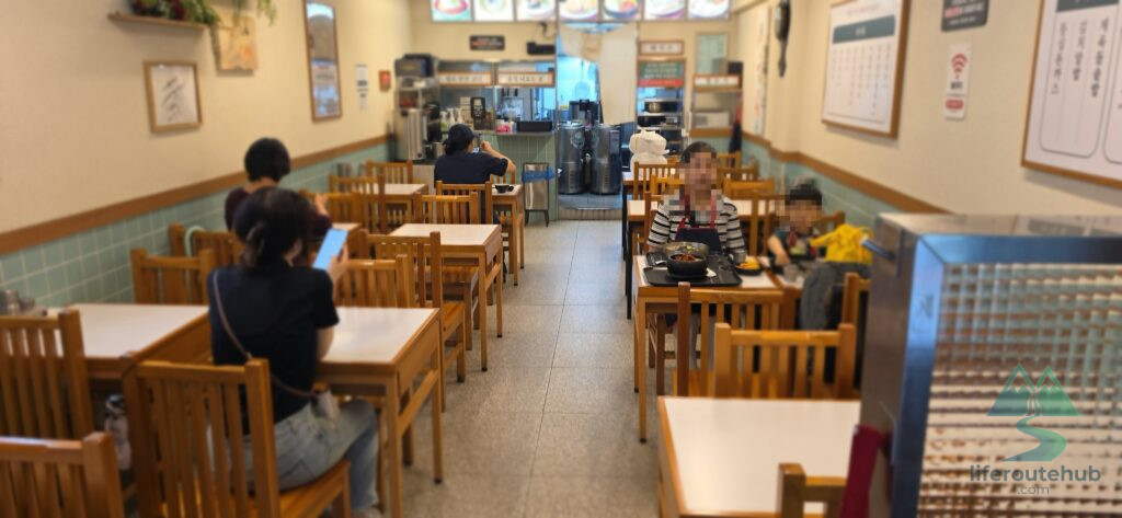 Interior view of the noodle shop