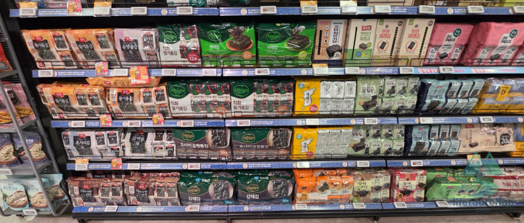 Korean Grocery Store 101: How to Shop at E-mart in South Korea Food seaweed on the shelves at E-mart stores