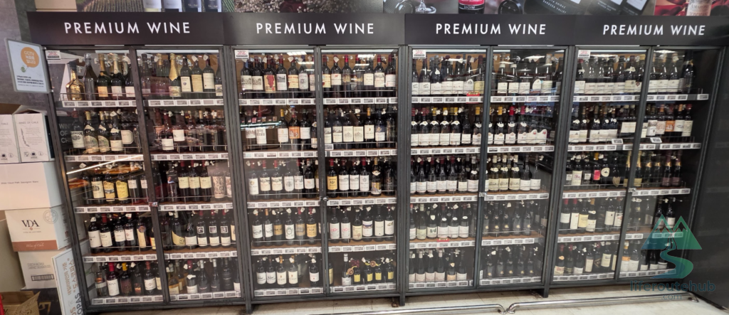 Korean Grocery Store 101: How to Shop at E-mart in South Korea The wine section on the shelves at E-mart stores